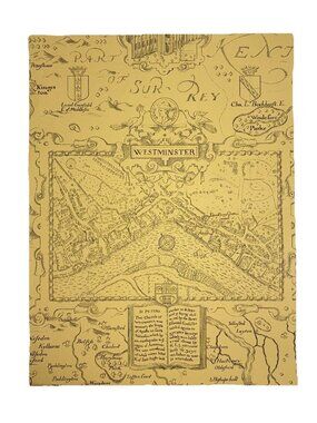 THIBAUT Wallpaper Sample Sheet London Westminster Map 13.25” x 17.5”